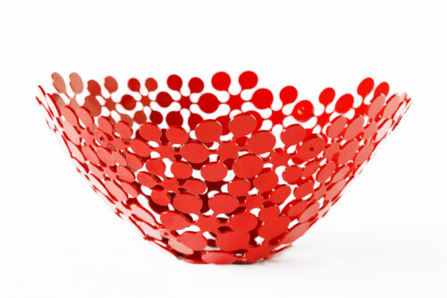 Snow flowers bowl L red