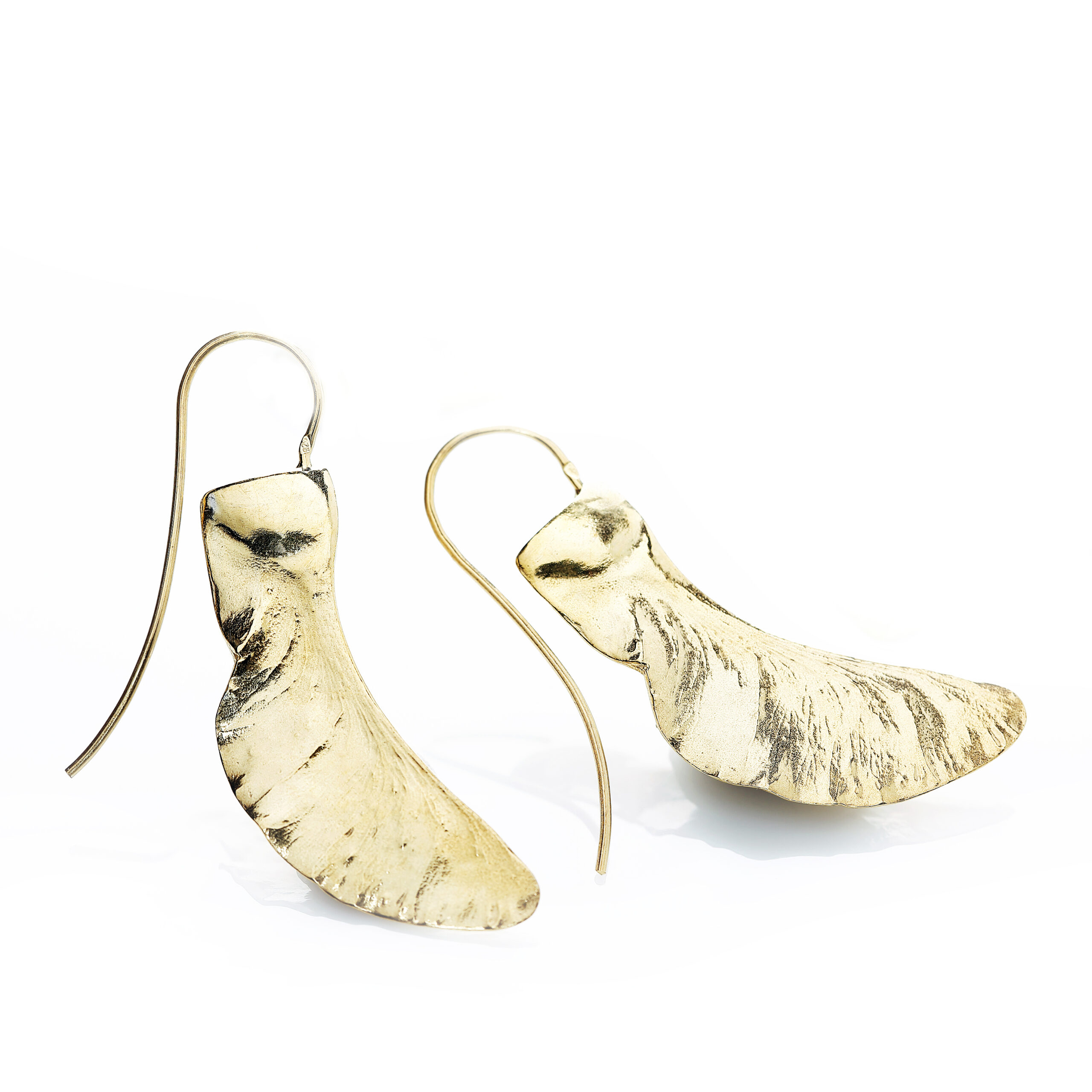 Golden maple seed earrings from collection "Autumn"