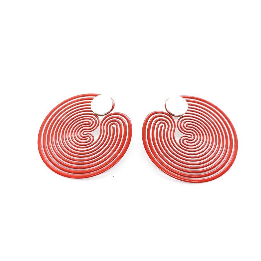 earrings Orbis, big  red