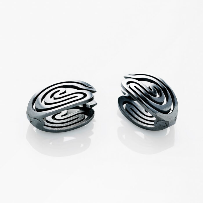 Orbis oval earrings, oxidized Anneli tammik Jewellery