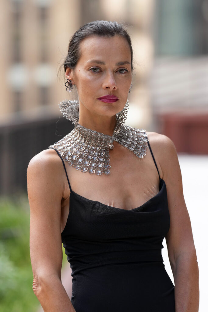 Anneli Tammik Jewellery Net Flores necklace on NYFW24